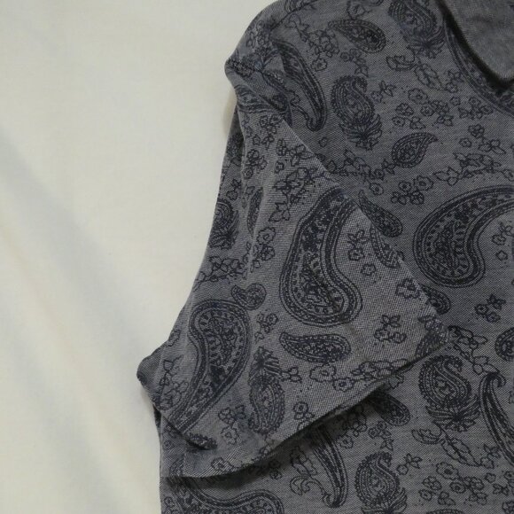 MODANGO MILANO | XXL | Blue Paisley Pattern Short Sleeve Polo Shirt - Picture 3 of 14